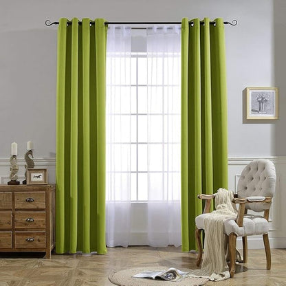 NICETOWN Room Darkening Window Panels - (52 inches Width, Fresh Green, Double Pieces) Holiday Decor Thermal Insulated Curtains 120 inches Length for Kids Bedroom