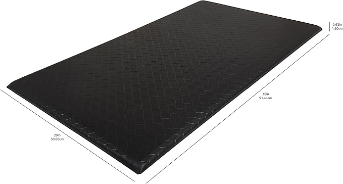 Amazon Basics Rectangular Non-slip,Stain Anti Fatigue Standing Comfort Mat for Home and Office, 20 x 36 Inch, Black, 1-Pack