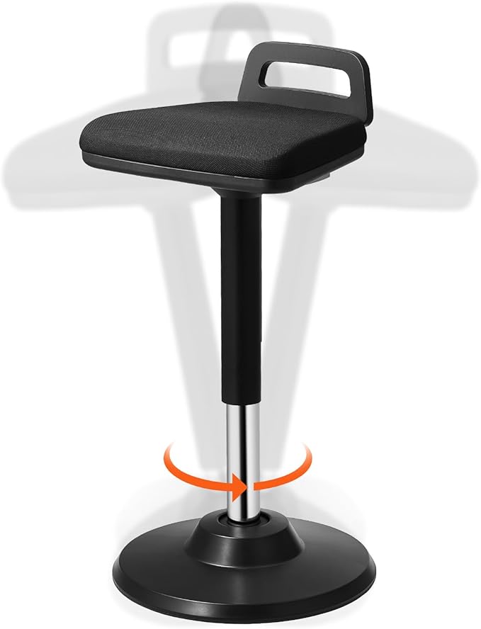 VEVOR Active Chair with Handle, Height-Adjustable (24.6-34.4") Wobble Chair Made of Elastic Fabric & 45 mm Foam, Ideal for Schools, Office and Home, 8° Tilt Angle, Age 12-18, Black