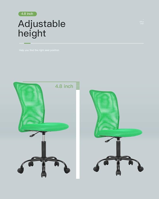 BestOffice Ergonomic Office Chair Desk Chair Mesh Computer Chair Armless Back Support Modern Executive Rolling Swivel Chair with Lumbar Support(Green)