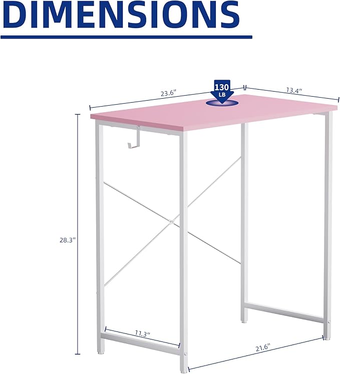 Pamray 23 Inch Computer Desk for Small Spaces, Home Office Work Desk with Headphone Hook, Small Office Desk Study Writing Table