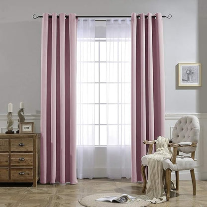 NICETOWN Blackout Curtains for Girls Room - Thermal Insulated Solid Grommet Room Darkening Curtains/Panels/Drapes for Bedroom/Patio (Lavender Pink=Baby Pink, 2 PCs, 52 by 95-Inch)