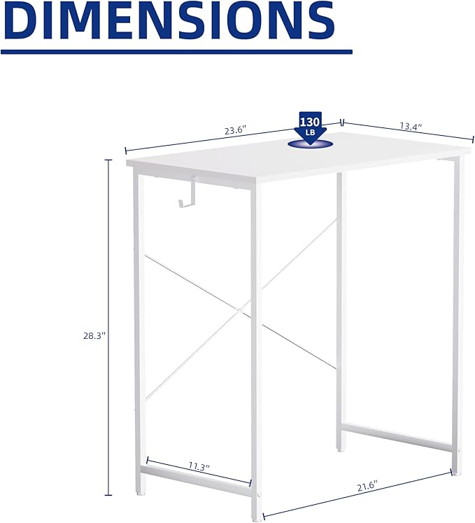 Pamray 23 Inch Computer Desk for Small Spaces, Home Office Work Desk with Headphone Hook, Small Office Desk Study Writing Table