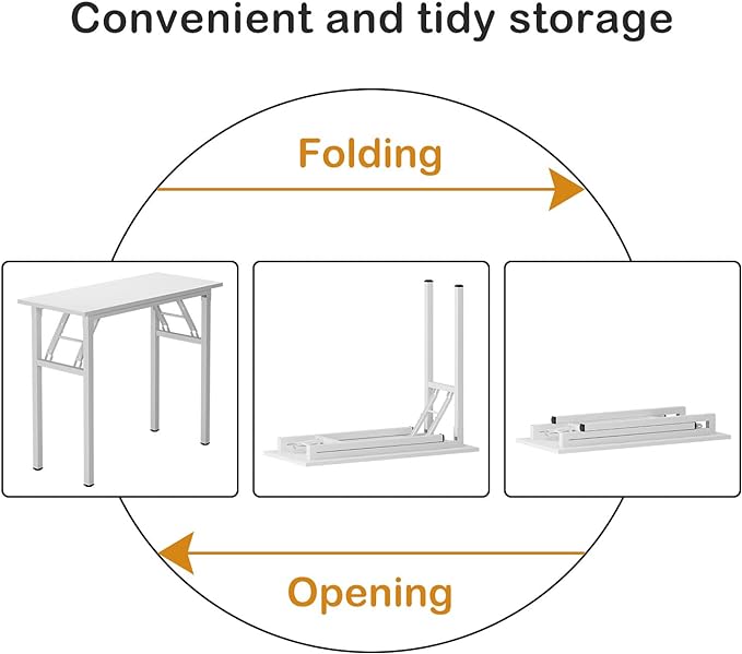 Need Small Desk 31 1/2" No Assembly Foldable Writing Table,Sturdy and Heavy Duty Folding Computer Desks for Small Space/Home Office/Dormitory AC5DW(80 * 40)