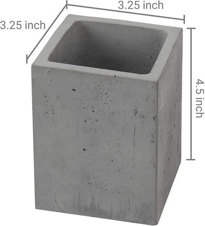 MyGift Modern Gray-Tone Concrete Desktop Pencil Holder Cup and Pen Holder, Office Stationery Organizer, Set of 3