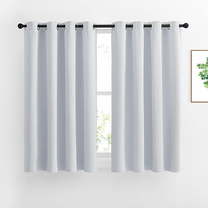 NICETOWN Greyish White Room Darkening Curtain Panels - Window Treatment Thermal Insulated Grommet Room Darkening Curtains/Panels/Drapes for Bedroom (2 Panels, 52 by 54, Greyish White)