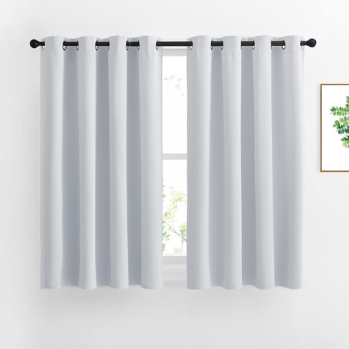 NICETOWN Room Darkening Curtains for Living Room - Window Treatment Thermal Insulated Grommet Room Darkening Panels/Drapes for Bedroom (Light Grey=Greyish White, 2 Panels, 52 by 45)