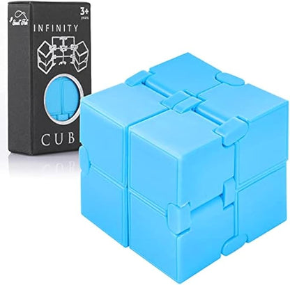 Blue Infinity Cube Sensory Fidget Toy for Kids and Adults, Stress Relief and Anti-Anxiety Mini Gadget to Relax and Decompress, Sensory Toy for Boys and Girls with Autism, Cool Desk Top Décor