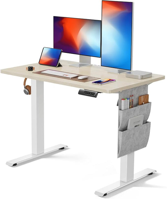 Marsail 40 * 24" Electric Adjustable Height Standing Desk with Storage Bag, 4 Memory Height Settings,Sit Stand Up Desk for Home Office,Computer Gaming Workstation, Cable Manager, and Headphone Hook