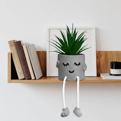 Zerzsy Artificialplant Succulents in Cement Pots with Hanging Leg, Kitchen Shelf Decor,Bathroom Shelf Decor,Shelf Decor Accents,Office Wall Decor - Set of 1