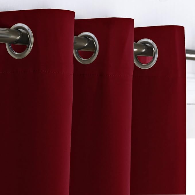 NICETOWN Christmas Sound Blocking Room Dividers Curtains Screens Partitions, Function Thermal Blackout Patio Door Panel, Sliding Door Insulated Wide Curtains, 8.3ft Wide x 7ft Long, Burgundy Red