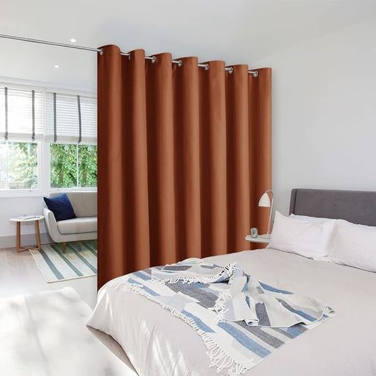 NICETOWN Halloween Burnt Orange Curtains for Sliding Glass Door, 84 inch Long, Grommet Single Curtain Panel, Sound Reducing Blackout Curtains for Bedroom/Doorway Living Cabin (8.3ft Wide by 7ft Long)