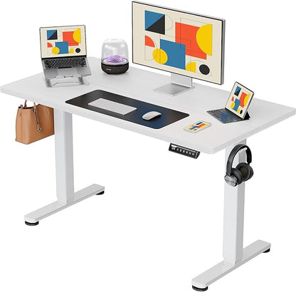 ErGear Electric Standing Desk, 44 x 24 Inches Height Adjustable Stand up Desk, Sit Stand Home Office Desk, with Two-Piece Desktop (White)