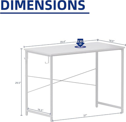 Pamray 40 Inch Computer Desk for Small Spaces, Home Office Work Desk with Headphone Hook, Small Office Desk Study Writing Table