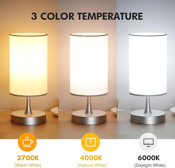 Light Therapy Lamp, 10000 Lux Light with Remote Control, 3 Color Temperature & 4 Brightness Level & Timer, Daylight Lamp for Home, Office, Decoration(Silver Base White Shade)