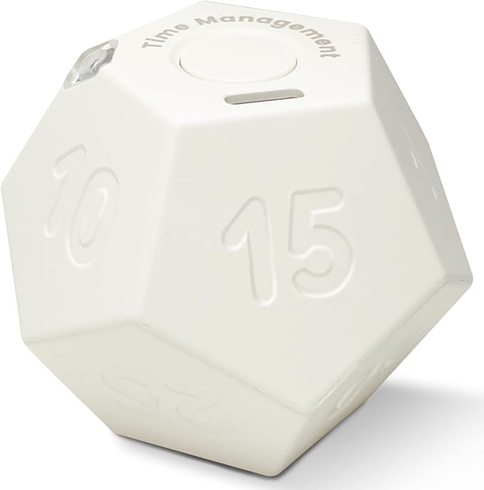 Cube Timer, Pomodoro Timer, Rechargeable Small Cute Timer, Timer for Kids and Classroom, Kitchen Timer for Cooking, Workout & Study Countdown Timer, Time Management Timer (Floral White)