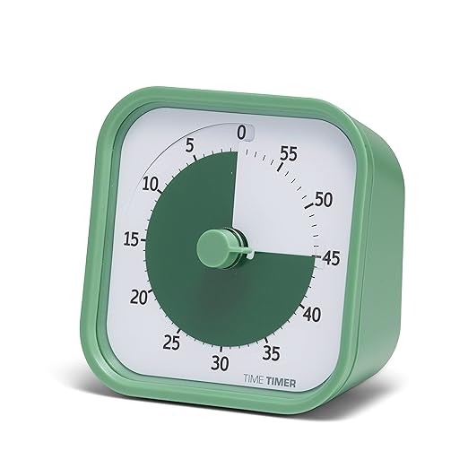 TIME TIMER Home MOD - 60 Minute Kids Visual Timer Home Edition - for Homeschool Supplies Study Tool, Timer for Kids Desk, Office Desk and Meetings with Silent Operation (Fern Green)