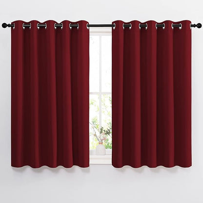 NICETOWN Blackout Draperies Curtain Panels - Thermal Insulated Solid Grommet Blackout Curtains/Panels/Drapes for Living Room(Burgundy Red, 1 Pair, 66 by 54-Inch)