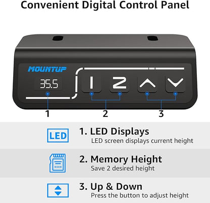 MOUNTUP Height Adjustable Electric Standing Desk Whole-Piece, 48 x 24 Inches Quick Assembly Sit Stand Desk, Stand Up Desk with Memory Controller, Ergonomic Desk, Black