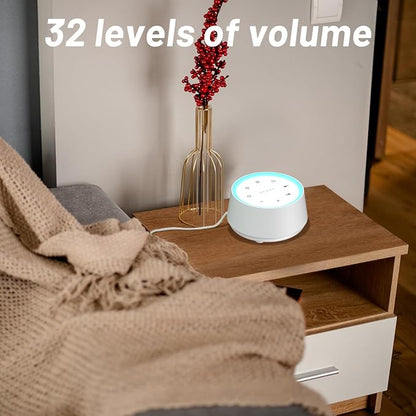 EasyHome Sleep Sound Machine White Noise Machines with 30 Soothing Sounds 12 Adjustable Night Light 10 Adjustment Brightness 32 Levels of Volume 5 Timers and Memory Function Kid Adult Travel