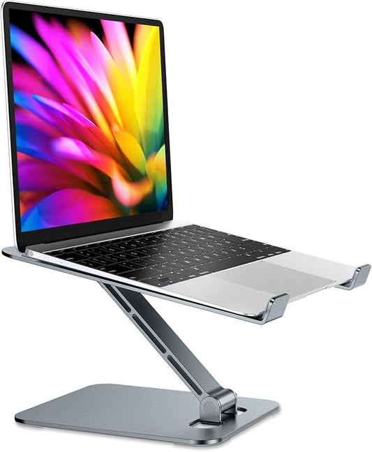 Foldable Laptop Stand, Height Adjustable Ergonomic Computer Stand for Desk, Aluminum Portable Laptop Riser Holder Mount Compatible with MacBook Pro Air, HP, Dell 10-16" (Gray)