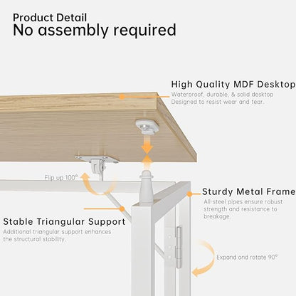 Folding Desk 40 Inch - Small Foldable Desk for Small Space Minimalist, Space Saving Collapsible Compact Desk Portable Table for Craft, Writing, Study and Work (No Assembly Required)