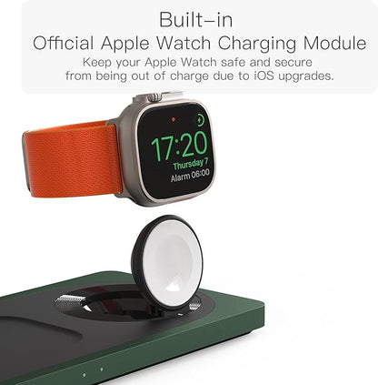 3-in-1 Charging Station for Apple Devices: Used for iPhone and Watch Charging Station with Magsafe Charger Stand, Wireless Charger for iPhone15/14/13/12, Apple Watch 1-9/Ultra, AirPods 3 Pro