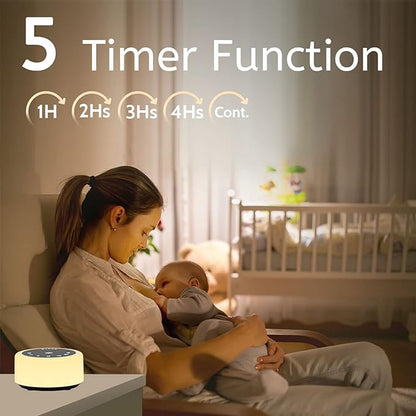 Soother Sleep Sound Machine Night Light White Noise Machine with 30 Soothing Sounds & 12 Color Night Lights for Baby Kids Adults Brown Noise Machine with Timer & Continuous Play for Home Travel Office