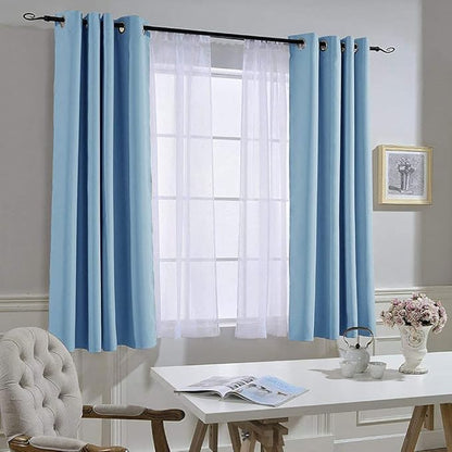 NICETOWN Bedroom Blackout Curtain Panels - Home Fashion Window Treatment Ring Top Blackout Draperies and Drapes (52 inches x 63 inches, Set of 2 Panels, Blue)