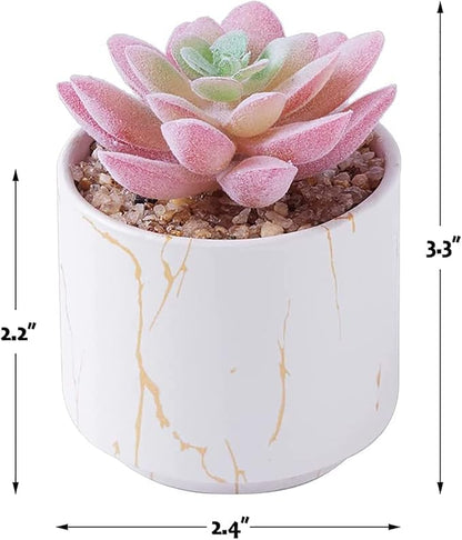 zenmag Mini Succulents Plants Artificial, Fake Succulents in White Ceramic Pots Cute Desk Accessories 1Pcs Fake Plants for Livingroom,Bathroom,Bedroom Aesthetic Office Decor for Women,Pink