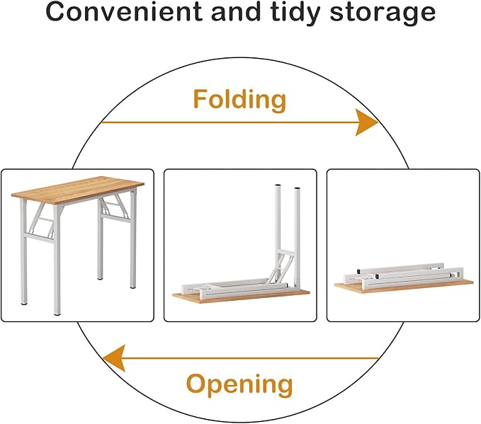 Need Small Desk 31 1/2" No Assembly Foldable Writing Table,Sturdy and Heavy Duty Folding Computer Desks for Small Space/Home Office/Dormitory AC5BW(80 * 40)