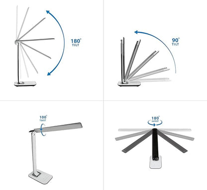 LED Desk Lamp With USB Charging Port Dimmable Touch Controls w/Color Adjustment, Eye Care Task Lamp, 5W, 1000 Lux,Multicolor