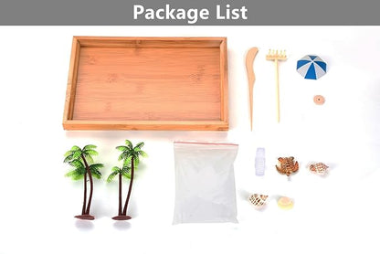 Japanese Zen Garden for Desk, Mini Small Beach Zen Garden Kit for Desk, Meditation Accessories Desktop Sandbox, Relaxing Claiming Gift for Man Women, White Sand with Wooden Tray, Z metnal, Not a Toy