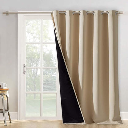 NICETOWN Wall Curtain, Room Divider Curtain for Doorways, Vertical Blind for Sling Door, Privacy Sound Reduction Curtains Room Dividers for Patio (Biscotti Beige, 1 Panel, 108" Tall x 70" Wide)