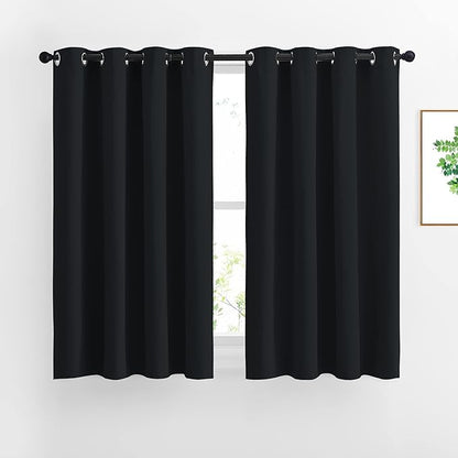 NICETOWN Black Out Curtains for Living Room - Easy Care Solid Thermal Insulated Grommet Blackout Panels/Drapes for Bedroom Window (2 Panels, 52 inches Wide by 54 inches Long)