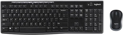 Logitech MK270 Wireless Keyboard And Mouse Combo For Windows, 2.4 GHz Wireless, Compact Mouse, 8 Multimedia And Shortcut Keys, For PC, Laptop - Black