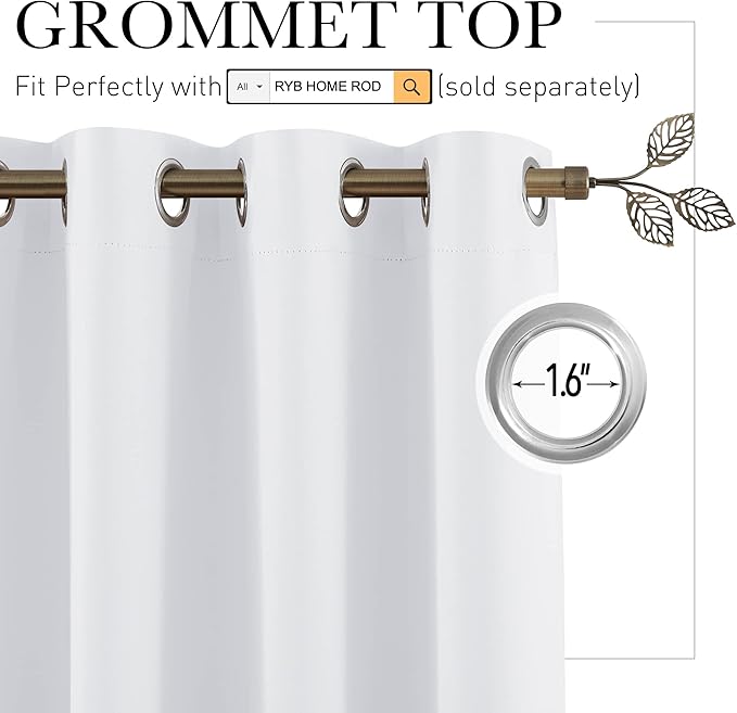 RYB HOME Separation Room Divider Curtain Heavy Duty Share Space Ceremony Window Drape, Partition Grommet Curtain for Patio Sliding Door Garage, W 15 x L 9 ft, Grayish White, 1 Panel