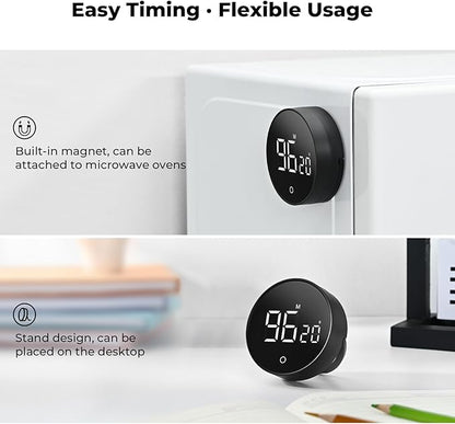 EooCoo Kitchen Timer with Large Bright Display, 199 Minute Countdown Countup Digital Timer Strong Magnetic Back, Easy Operation - Perfect for Cooking, Classroom, and Workout