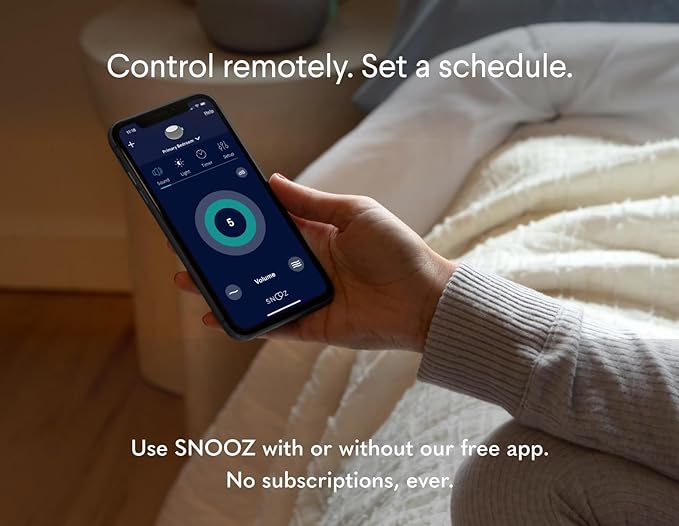 SNOOZ Smart White Noise Machine - Real Fan Inside for Non-Looping Sound, Portable Sleep Aid for Adults, Travel, Home, Bedroom, Sleeping, Office Privacy, Therapy, and Baby Registry Essential - Charcoal