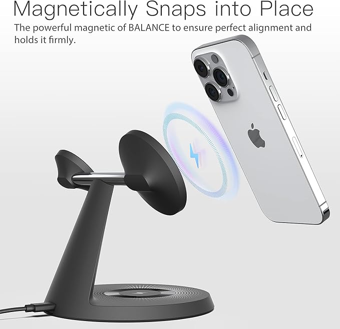 3-in-1 Wireless Charging Station for Apple Devices - Fast Charging Station for iPhone and Watch with MagSafe, Stable Charger Stand for iPhone 12-16 & iWatch & AirPods