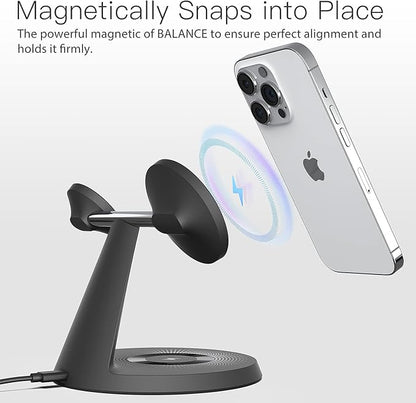 3-in-1 Wireless Charging Station for Apple Devices - Fast Charging Station for iPhone and Watch with MagSafe, Stable Charger Stand for iPhone 12-16 & iWatch & AirPods