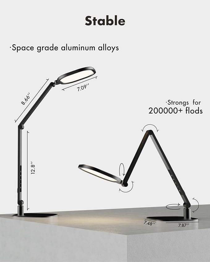 LED Desk Lamp for Home Office, 15W Computer Zoom Lighting with Swing Arm, Memory & Timer Function, Dimmable Desktop Ring Light for Video Calls, Conference, Reading, Streaming, Podcasting