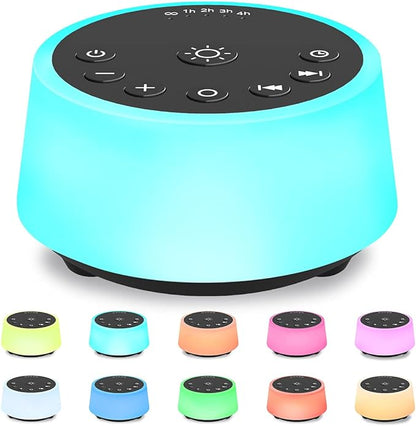 Color Noise Sound Machines with 10 Colors Night Light 25 Soothing Sounds and Sleep White Noise Machine 32 Volume Levels 5 Timers Adjustable Brightness Memory Function for Adults Kids Baby