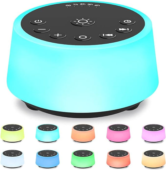 Color Noise Sound Machines with 10 Colors Night Light 25 Soothing Sounds and Sleep White Noise Machine 32 Volume Levels 5 Timers Adjustable Brightness Memory Function for Adults Kids Baby