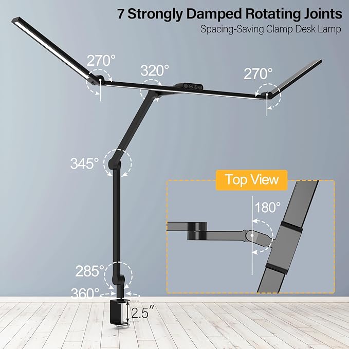 Micomlan 36W Bright Led Desk Lamp with Clamp, 47 Inches Long Architect Desk Lamp Home Office, Dimmable Desk Light with Remote Adjustable Monitor Light Bar Tall Office Light for Computer Table Desktop