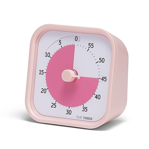 TIME TIMER Home MOD - 60 Minute Kids Visual Timer Home Edition - for Homeschool Supplies Study Tool, Timer for Kids Desk, Office Desk and Meetings with Silent Operation (Peony Pink)