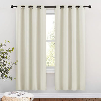 NICETOWN Room Darkening Curtains Panels for Bedroom - Energy Saving Thermal Insulated Solid Ring Top Light Blocking Window Drapes for Flat (Beige, 2 Panels, 46 x 72 Inch)