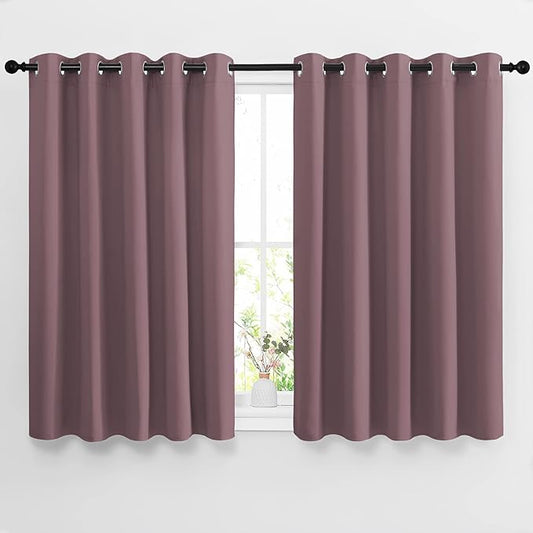 NICETOWN Bedroom Blackout Curtains & Drapes - Grommet Solid Window Treatment Thermal Insulated Noise Reducing Room Darkening Drapes for Bedroom/Home Office (2 Panels, W66 x L54, Dry Rose)