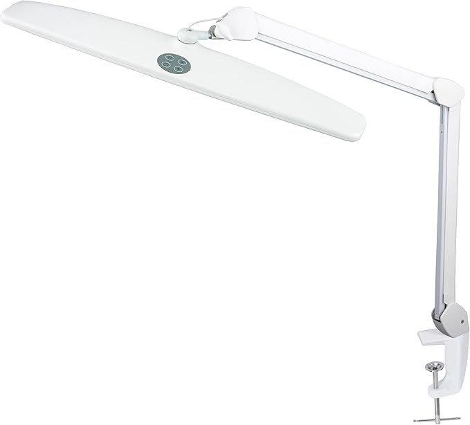 Neatfi Elite HD XL Task Lamp with Clamp, 3 Adjustable Light Modes, 22 Inches Wide, 2260 Lumens, 84PCS SMD LED, Super Bright Desk Lamp, Non-Polar Dimming (CCT with Clamp, White)