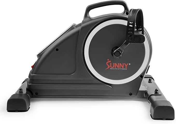 Sunny Health & Fitness Dual Function Under-Desk Bike Trainer, Mini Exercise Machine for Senior Training, Arm/Leg Cardio Cycle Workout, Optional Magnetic, Motorized & Free SunnyFit App Bluetooth Link